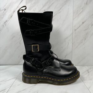 Dr Martens Blake Women Size 6 Black Buttero Leather Buckle Zip Combat/Tank Boots